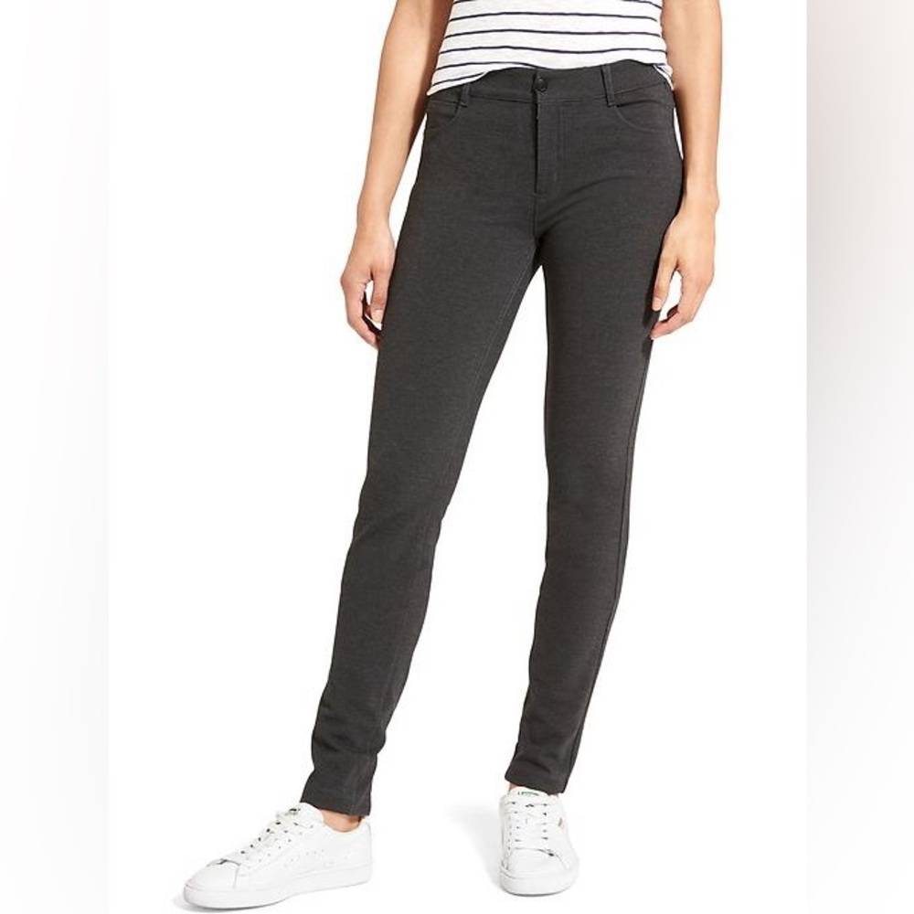Athleta Ponte Skinny Stretch Knit Casual Pants Grey Size 6T high rise 31” inseam